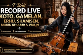 record live koto,gamelan,erhu,shamisen,morin khuur and violin