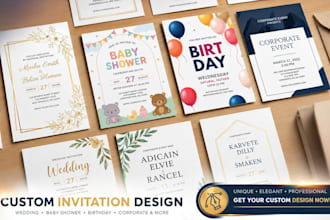 design digital invitation card for wedding, baby shower, birthday invitation
