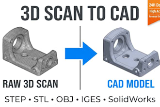 convert 3d scan to cad, step, stl, obj for reverse engineering