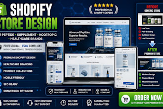 design shopify store for peptide supplement ecommerce brand nootropic healthcare