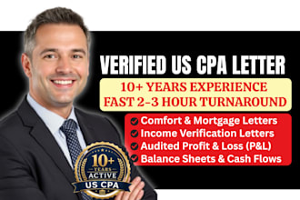provide US CPA profit and loss statement, CPA letter, financial statement