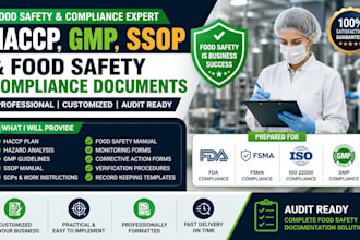 prepare haccp, gmp, ssop and food safety compliance documents and certification