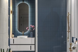design bathroom 3d model with interior rendering v ray, d5
