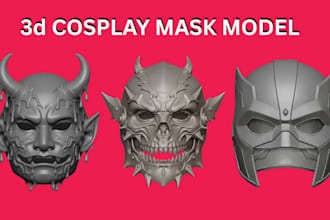 design custom horror mask, halloween, cosplay, spooky mask for 3d printable stl