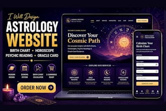design astrology website for birth chart horoscope psychic oracle card reading
