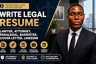 write legal resume lawyer, attorney, paralegal, barrister, cover letter linkedin
