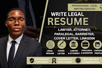 write legal resume lawyer, attorney, paralegal, barrister, cover letter linkedin