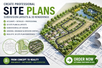 create professional site plans, subdivision layouts and 3d site plan renderings