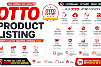 do otto product listing, upload and optimization professionally