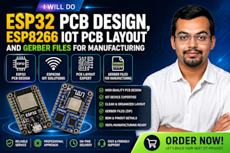 do esp32 pcb design, esp8266 iot pcb layout and gerber files for manufacturing