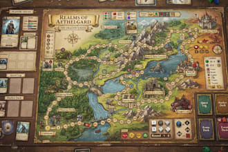 create a adventure, children road map on a board game design