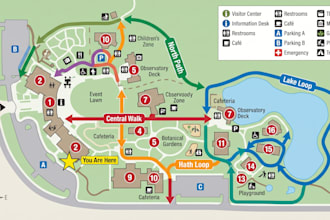 design wayfinding map, directional map, navigation map, facility and visitor map