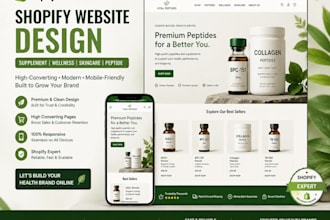 design shopify supplement wellness skincare health supplement peptide website