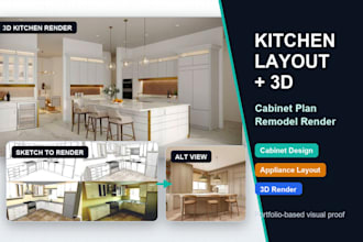 design kitchen layout cabinet plans, remodel drawings facade design 3d rendering