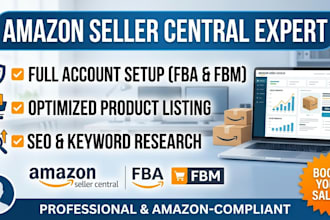 setup amazon fba fbm product listing and SEO optimization, set up amazon account