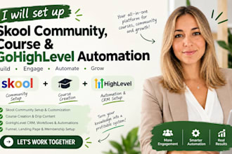 setup skool community, course and gohighlevel automation