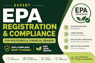 handle epa registration and compliance for pesticides and chemical brands
