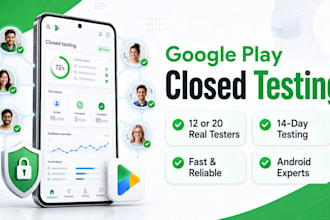provide 12 or 20 testing for google play closed testing in 14 days
