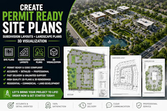 create permit ready site plan subdivision layout landscape plan 3d visualization