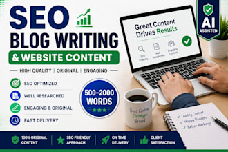 write SEO blog posts, youtube scripts and website content