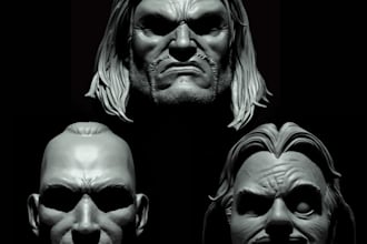 create a 3d head sculpt in different poses for 3dprinting