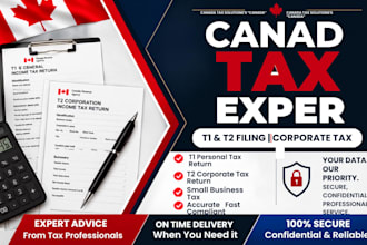 prepare canadian t1 self employed tax returns and business t2125 schedule filing