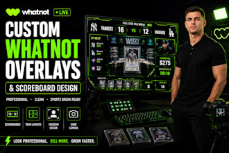 design custom whatnot overlays, scoreboards and animated transitions