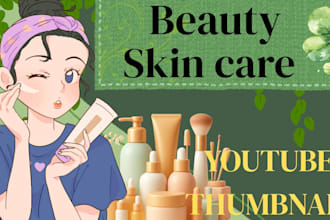 design youtube thumbnail for beauty skincare vlog channel