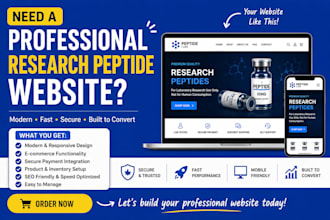 design a professional research peptide website or ecommerce store