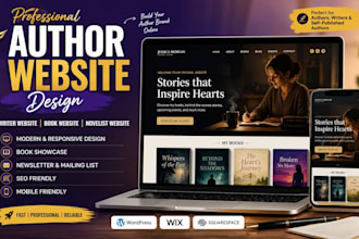 design a professional author website, writer website, or book website