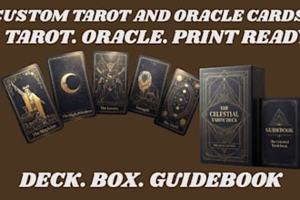 design custom tarot cards, oracle cards, zodiac cards with box and guidebook