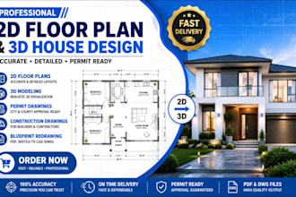 professional 2d floor plan, house plans and permit drawings