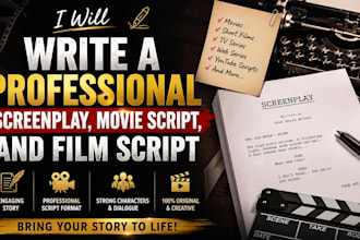 write a professional screenplay, movie script, and film script