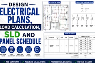 design electrical plans, load calculation, sld and panel schedule