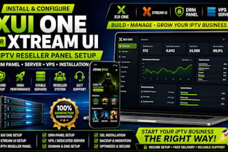 install and configure xui one or xtream UI panel, reseller panel, drm,server,vps