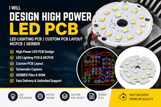 design high power led pcb, led lighting pcb, custom pcb layout, mcpcb, gerber