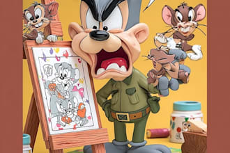 draw a unique doodle style nft art collection, cartoon character