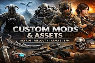 create edit or port custom skyrim mod weapon and armor or fallout 4 game mods