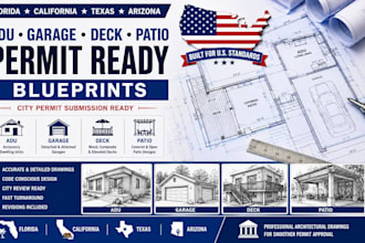 draft florida california texas az adu garage deck patio city permit blueprints
