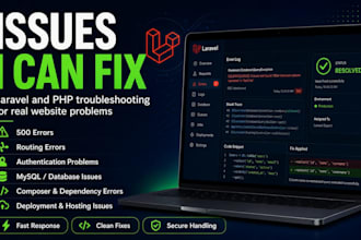 fix laravel bugs, errors, issues, and PHP website problems