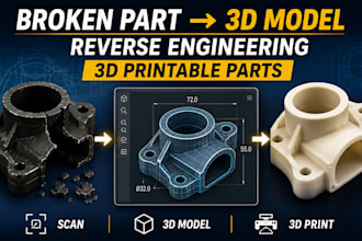 reverse engineer broken parts and create 3d printable replacement models