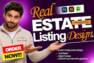 design professional real estate flyer, brochure and social media posts