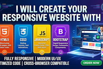 create a responsive HTML CSS javascript bootstrap landing page