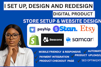 setup and design your stan store, whop, or kofi digital product store