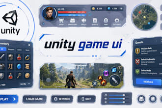 create custom unity game UI, huds, menus and interface design