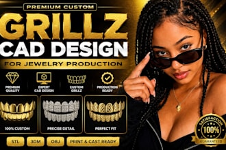 design premium custom grillz cad models for jewelry production