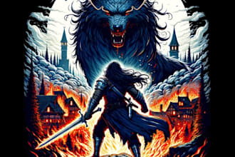 design high quality custom werewolf logo illustrator for t shirt design