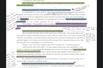 proofread for continuity and character voice