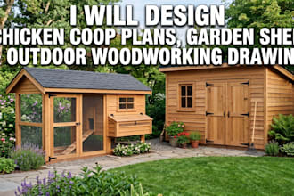 design chicken coop plans, garden shed and outdoor woodworking drawing