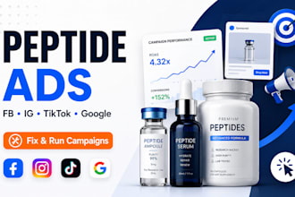 peptide marketing expert, fix, run peptide fb ig tiktok google ads for sales